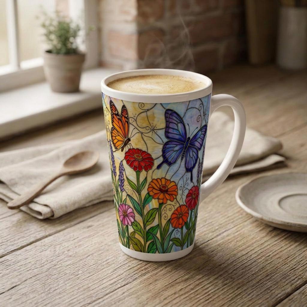 Butterfly Mug, Latte 17oz Ceramic Mug - Coffee or Tea Cup, Extra Tall