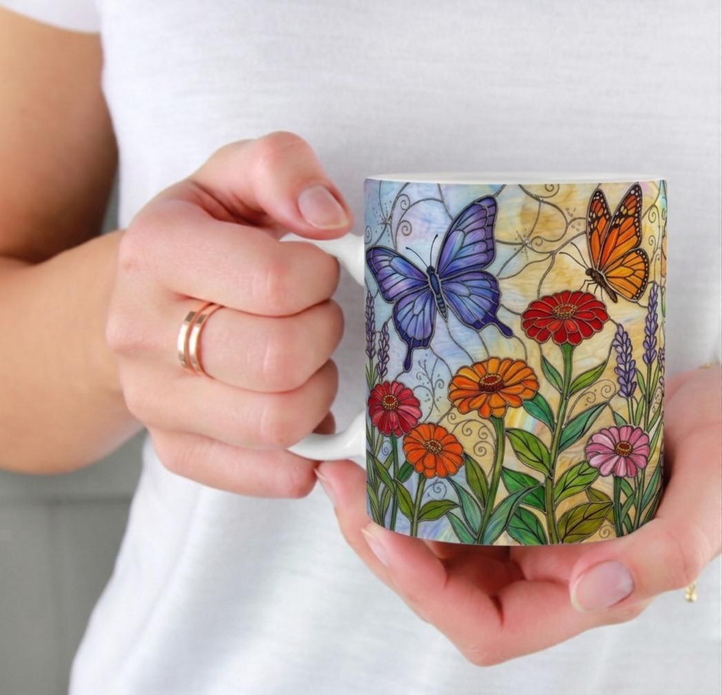 Butterfly Cups, Large and Small Mug Set