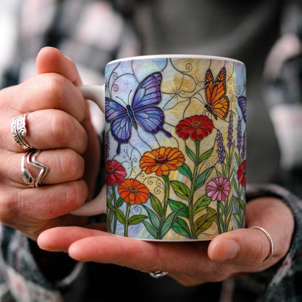 Butterfly Cups, Large and Small Mug Set