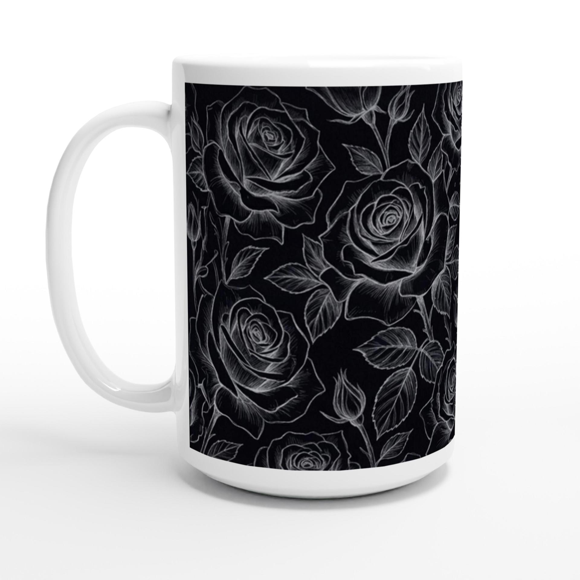 Set of Big Mugs, Floral Cup Set, Large 15 oz Matching Cups
