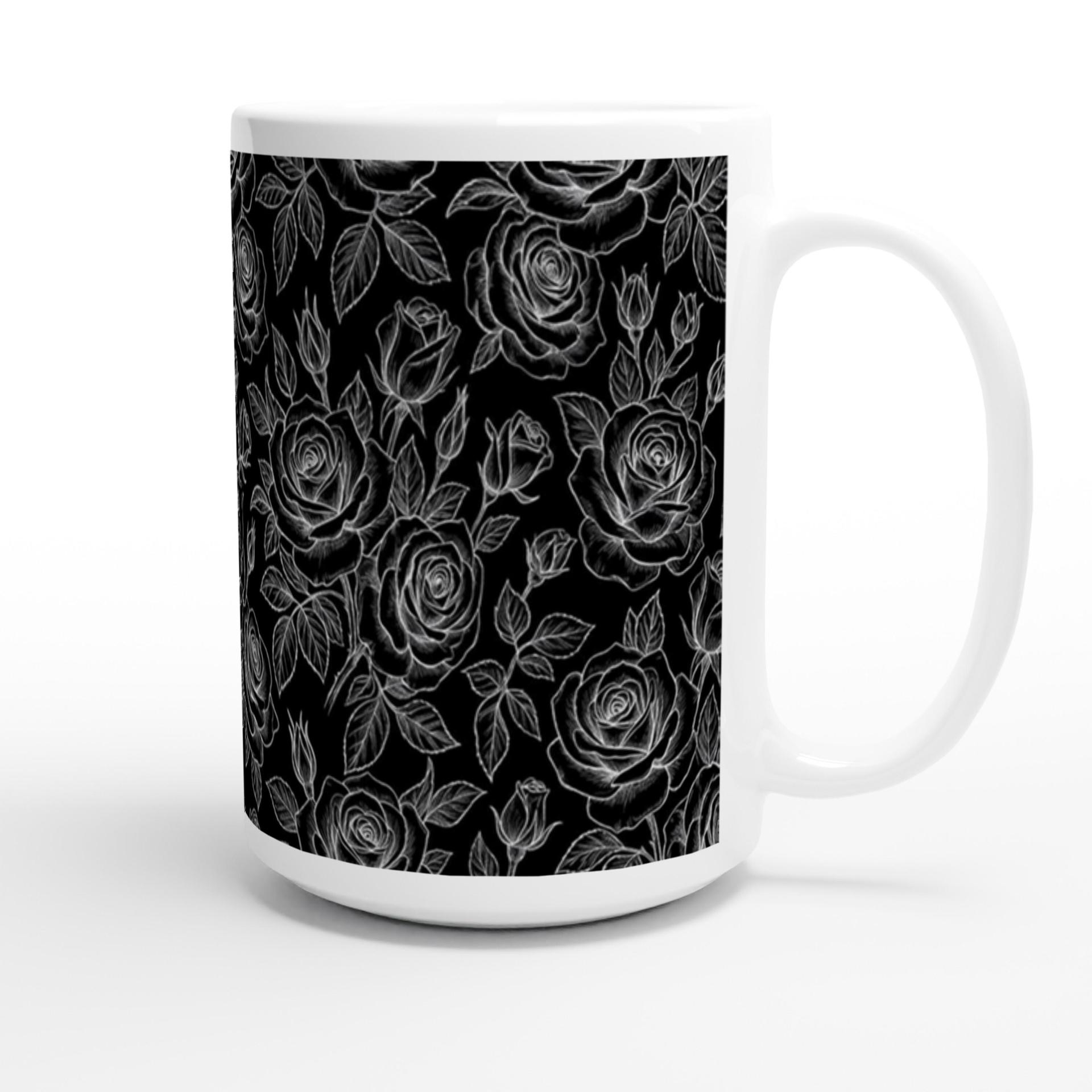 Set of Big Mugs, Floral Cup Set, Large 15 oz Matching Cups