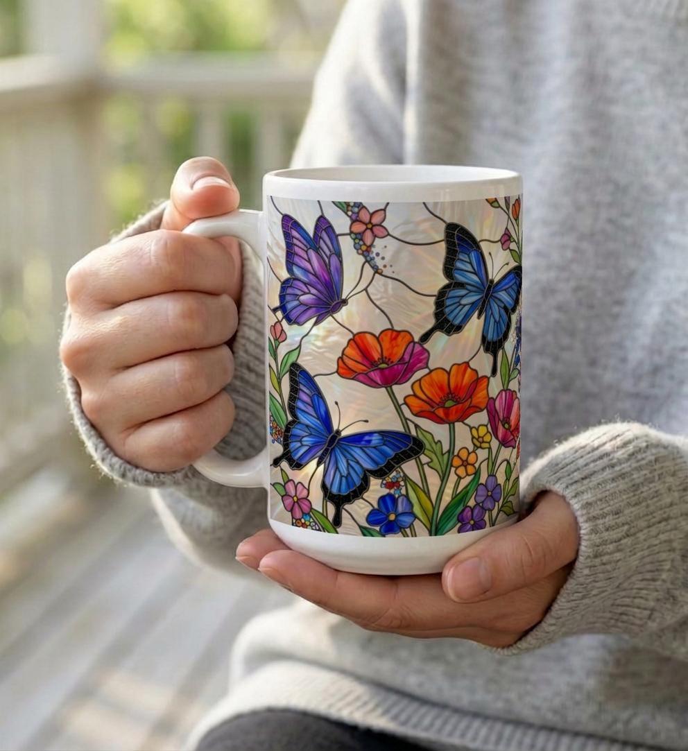 Butterfly Cups, Large and Small Mug Set