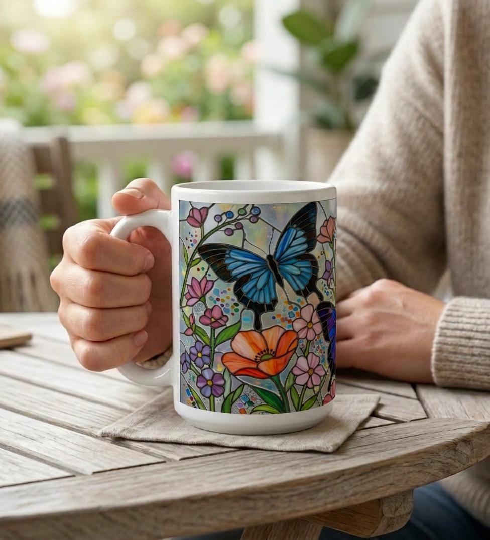 Butterfly Cups, Large and Small Mug Set