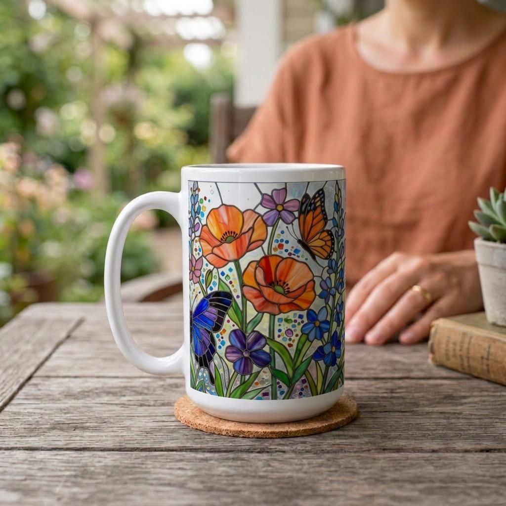 Butterfly Cups, Large and Small Mug Set