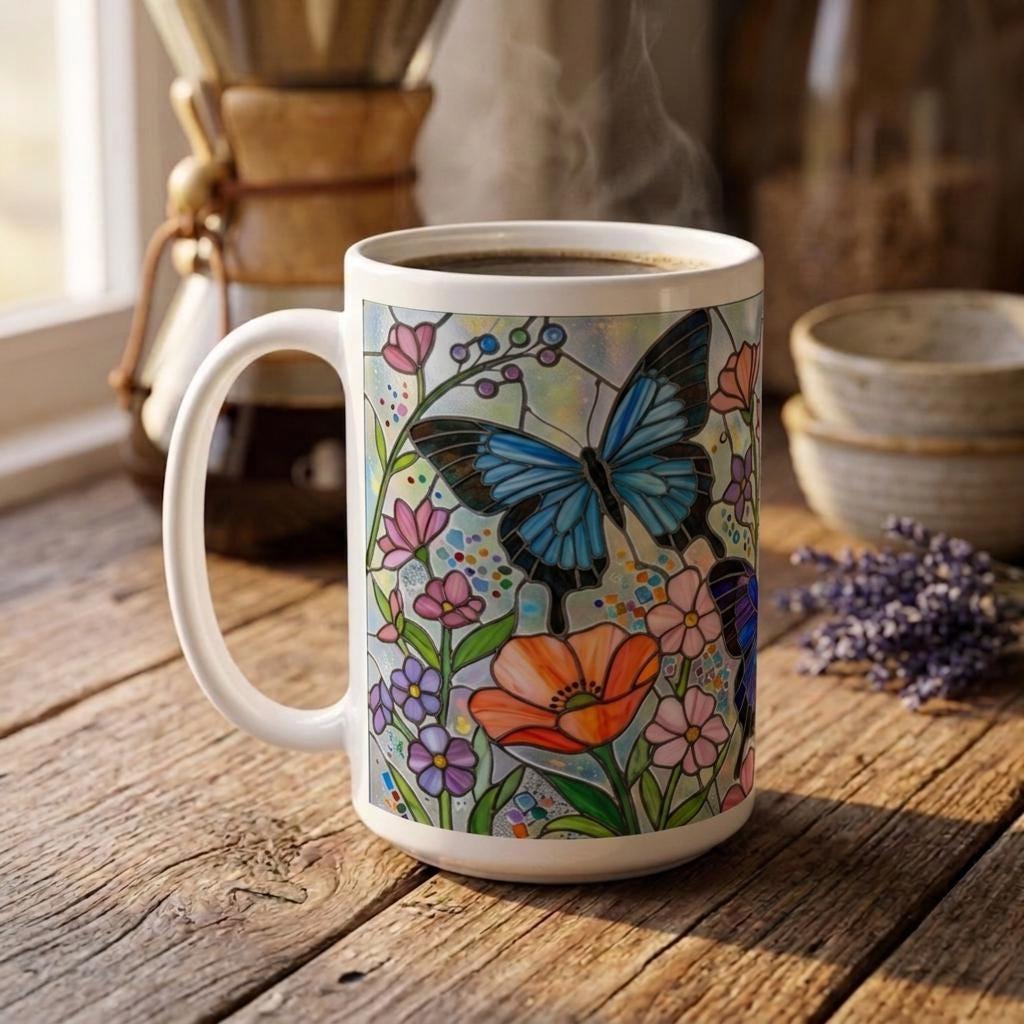 Butterfly Cups, Large and Small Mug Set