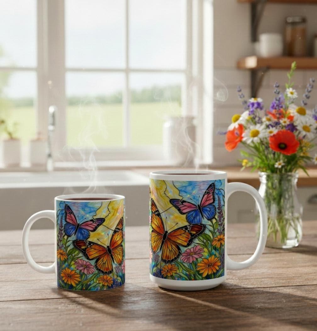 Butterfly Cups, Large and Small Mug Set