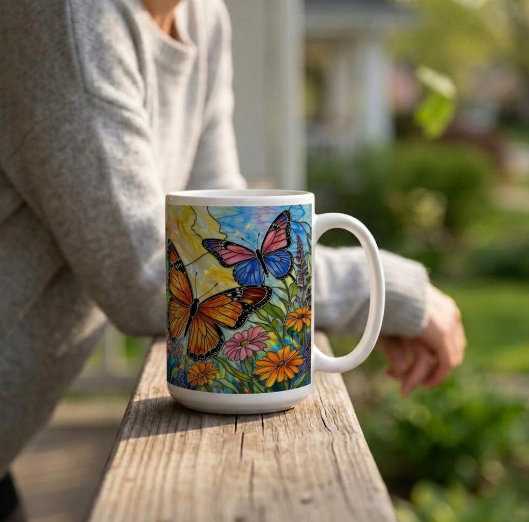 Butterfly Cups, Large and Small Mug Set