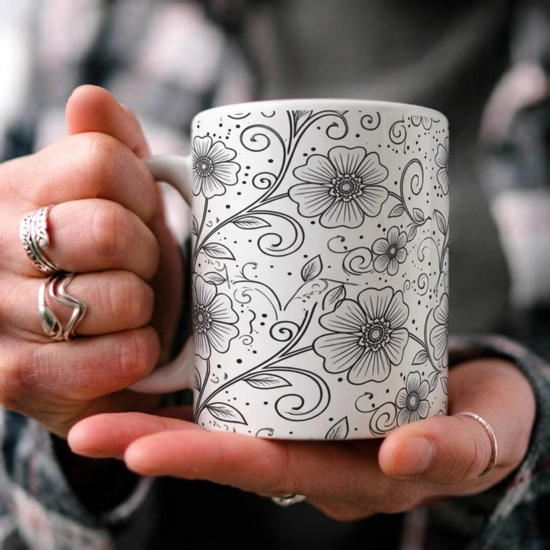 Floral Cups -  Large and Small Ceramic Mugs