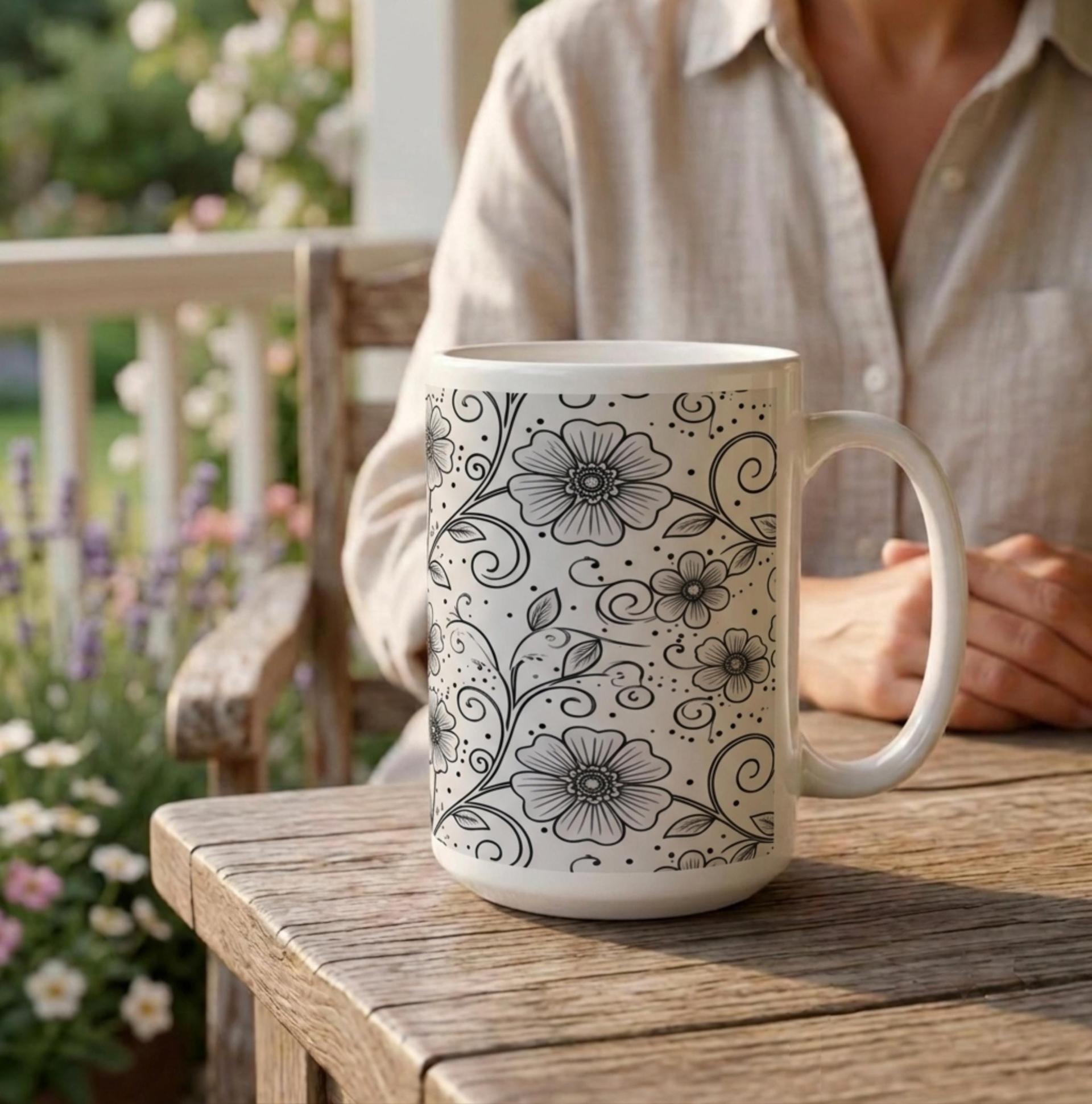 Floral Cups -  Large and Small Ceramic Mugs