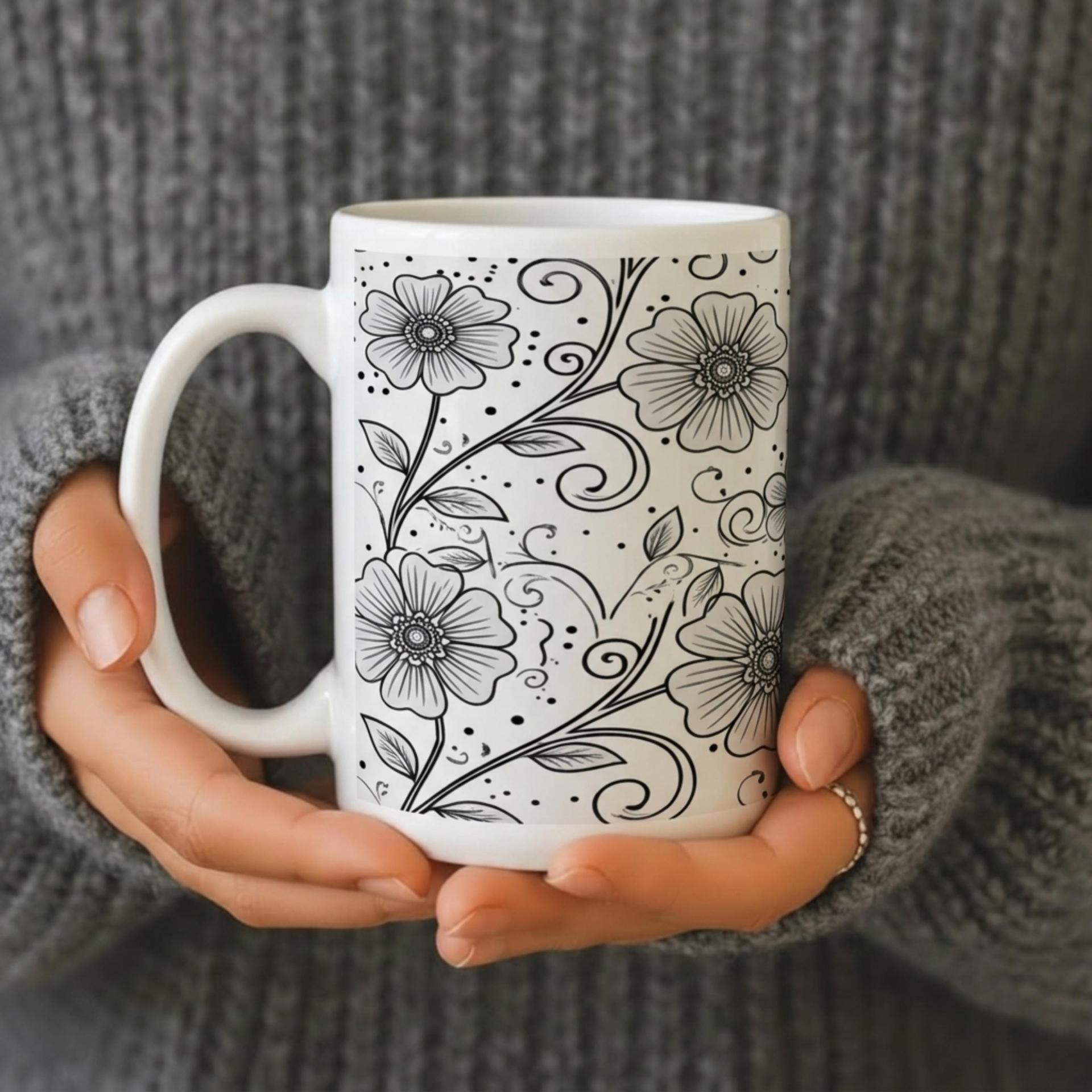 Floral Cups -  Large and Small Ceramic Mugs