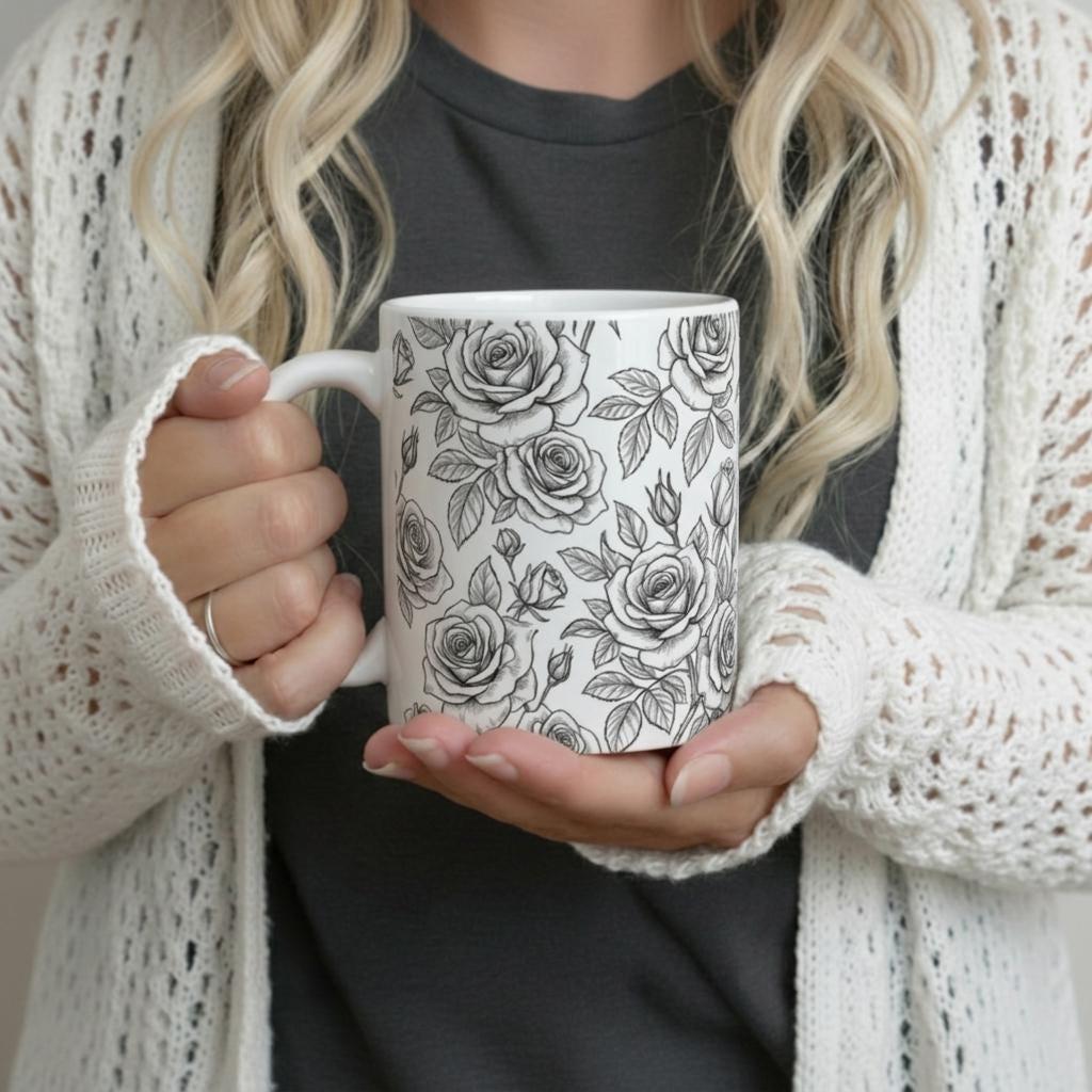 Roses - Floral Cups -  Large and Small Ceramic Mugs