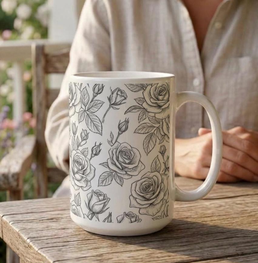 Roses - Floral Cups -  Large and Small Ceramic Mugs