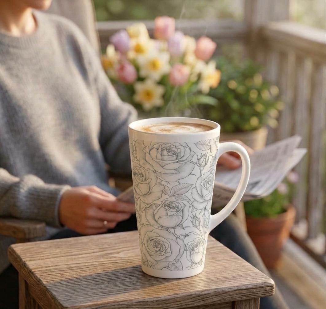 Latte 17oz Ceramic Mug - Coffee or Tea Cup, Extra Tall