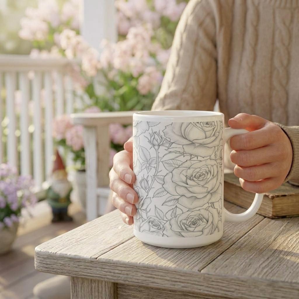 Roses - Floral Cups -  Large and Small Ceramic Mugs
