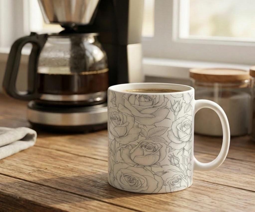 Roses - Floral Cups -  Large and Small Ceramic Mugs
