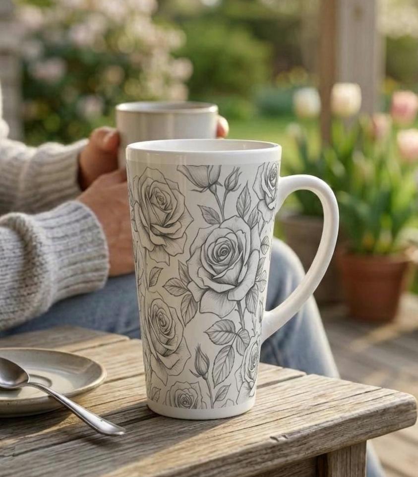 Latte 17oz Ceramic Mug - Coffee or Tea Cup, Extra Tall