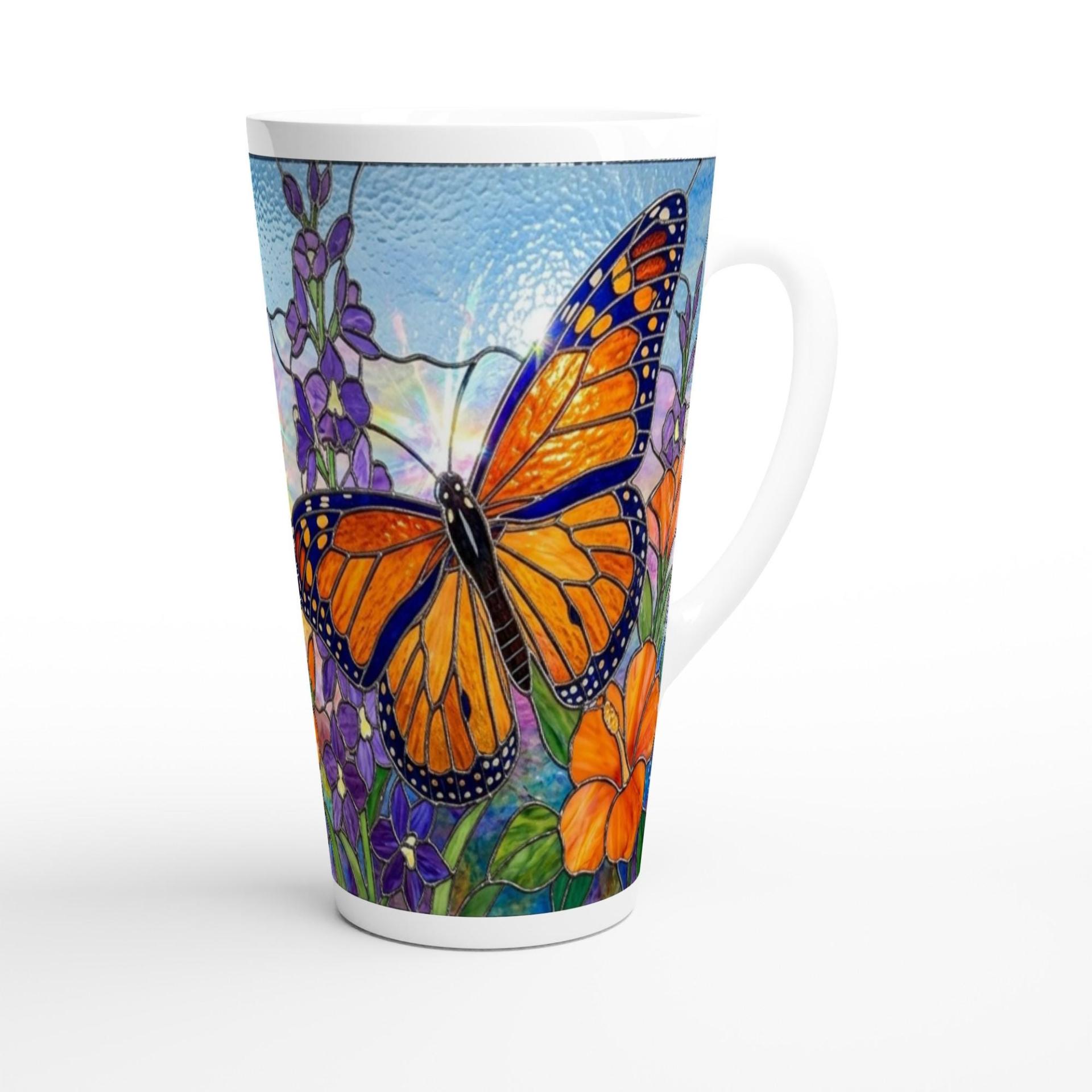 Butterfly Cup, Latte 17oz Ceramic Mug - Coffee or Tea Cup, Extra Tall