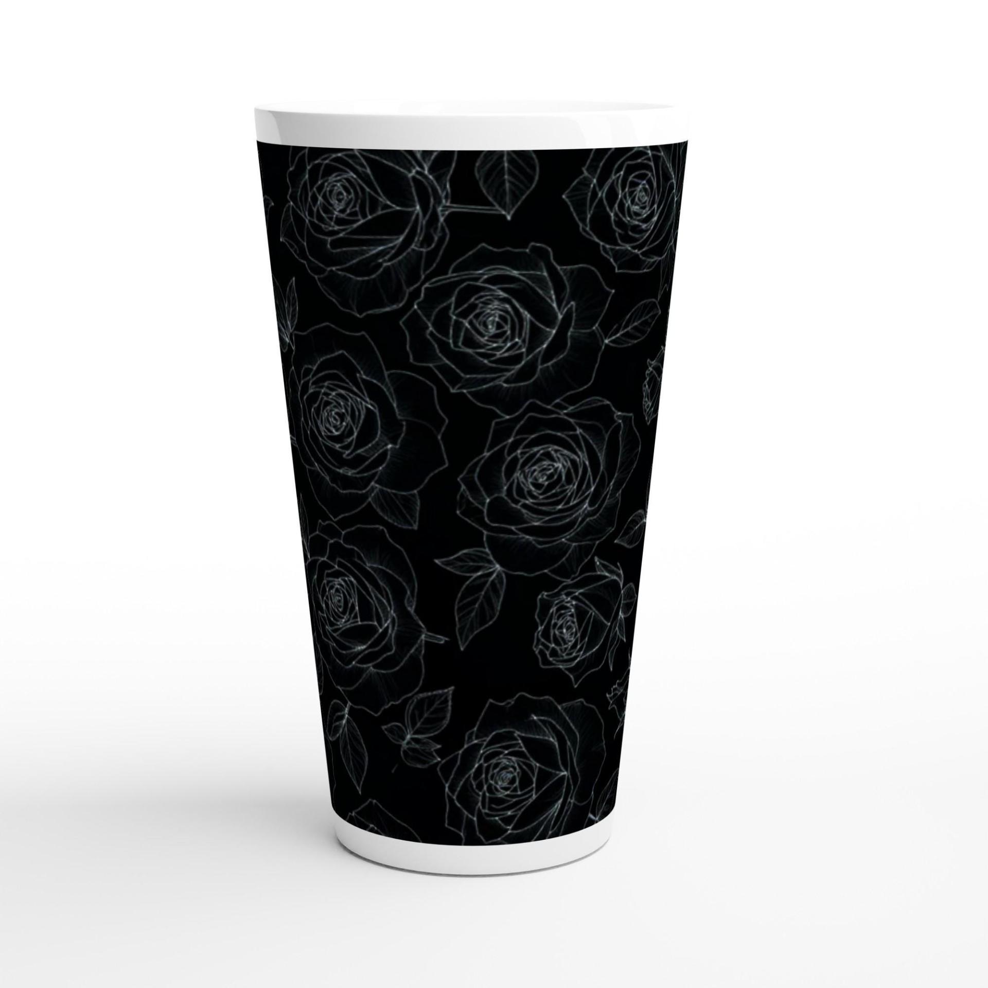 Roses - Large Latte Mug - Floral Coffee or Tea Cup, 17oz Ceramic, Extra Tall