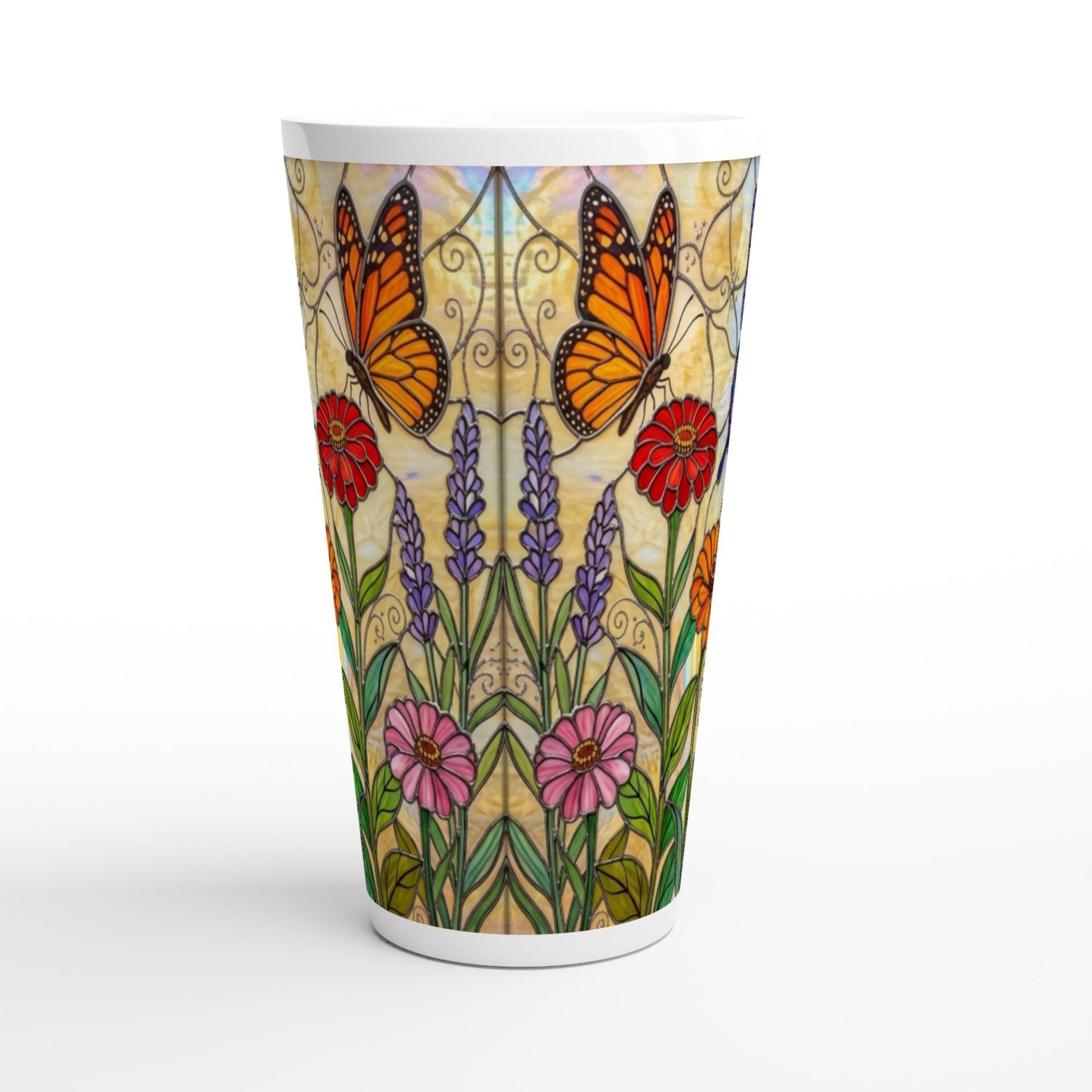 Butterfly Mug, Latte 17oz Ceramic Mug - Coffee or Tea Cup, Extra Tall