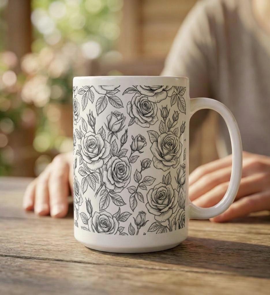 Roses - Floral Cups -  Large and Small Ceramic Mugs