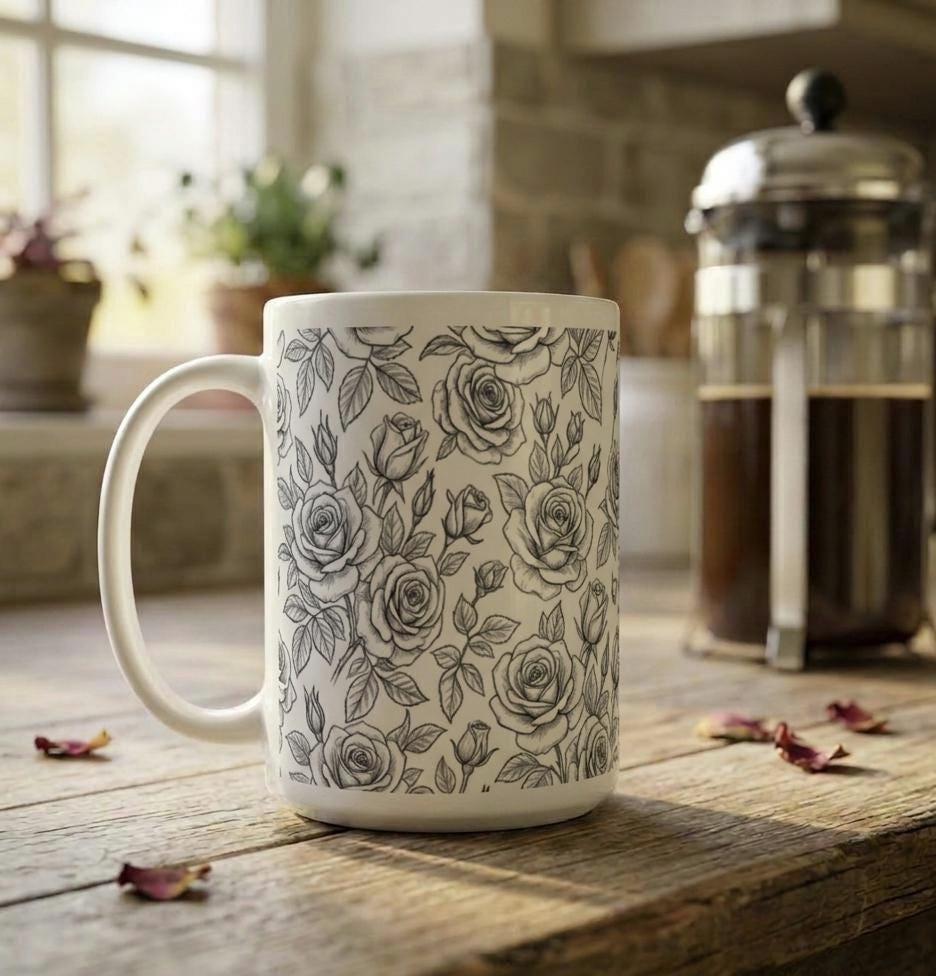 Roses - Floral Cups -  Large and Small Ceramic Mugs