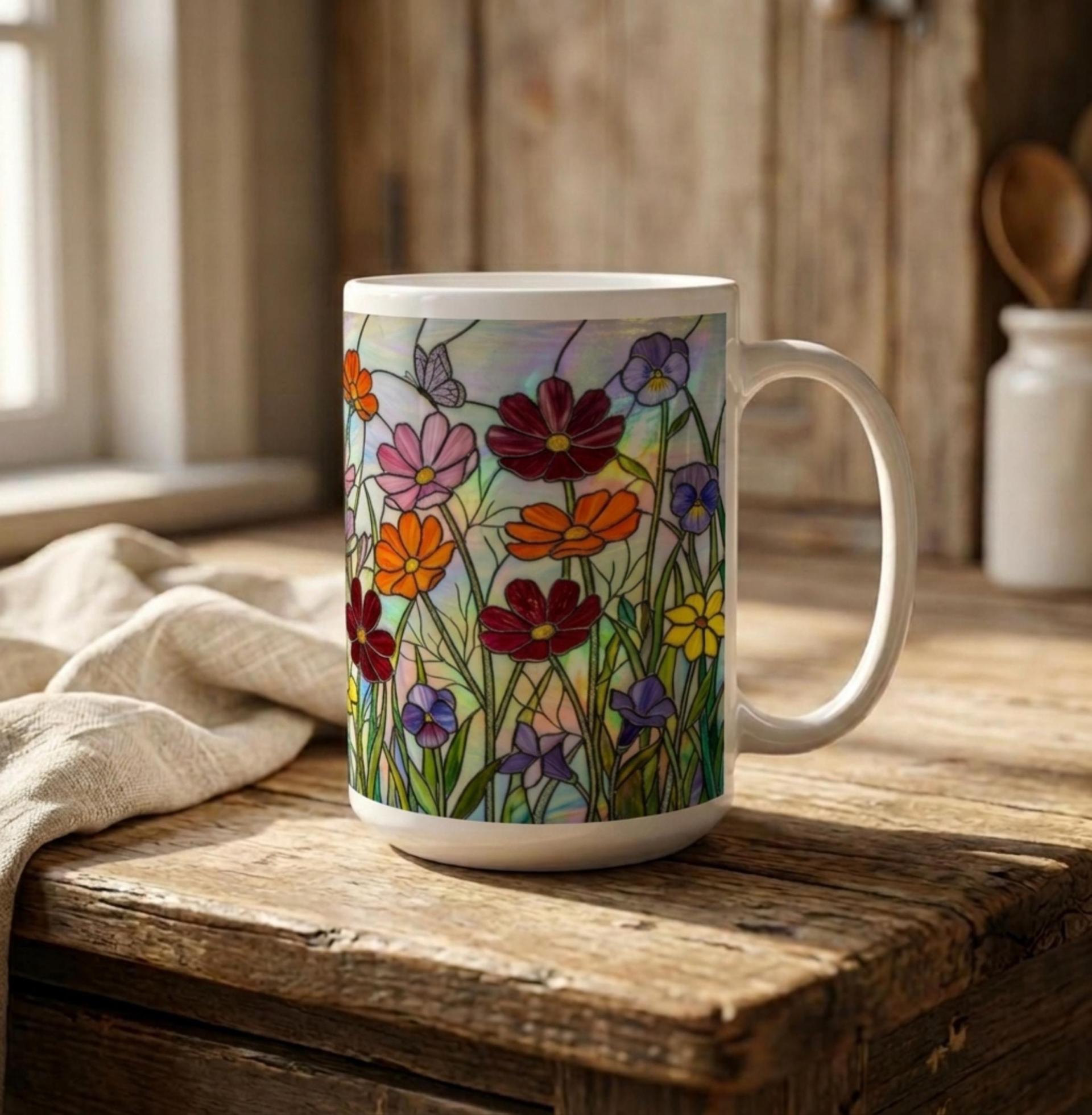 Floral Cups -  Large and Small Ceramic Mugs