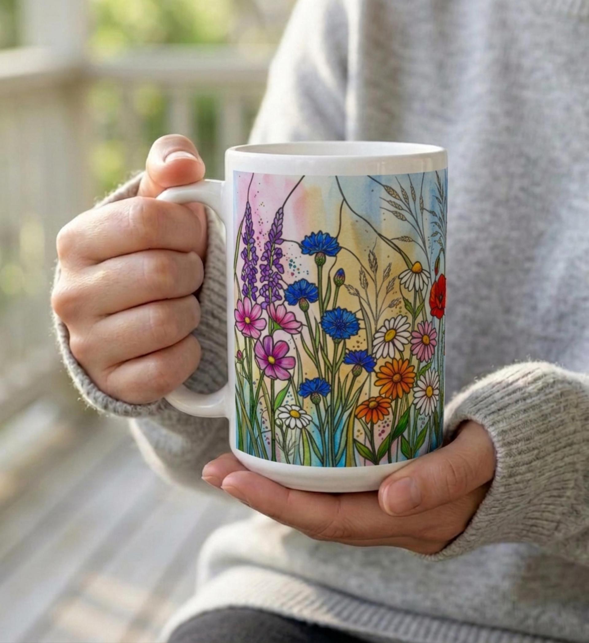 Floral Cups -  Large and Small Ceramic Mugs