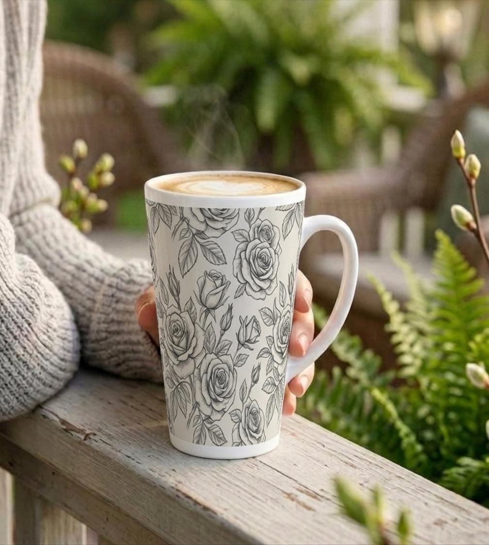 Latte 17oz Ceramic Mug - Coffee or Tea Cup, Extra Tall