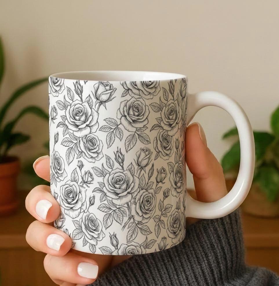 Roses - Floral Cups -  Large and Small Ceramic Mugs