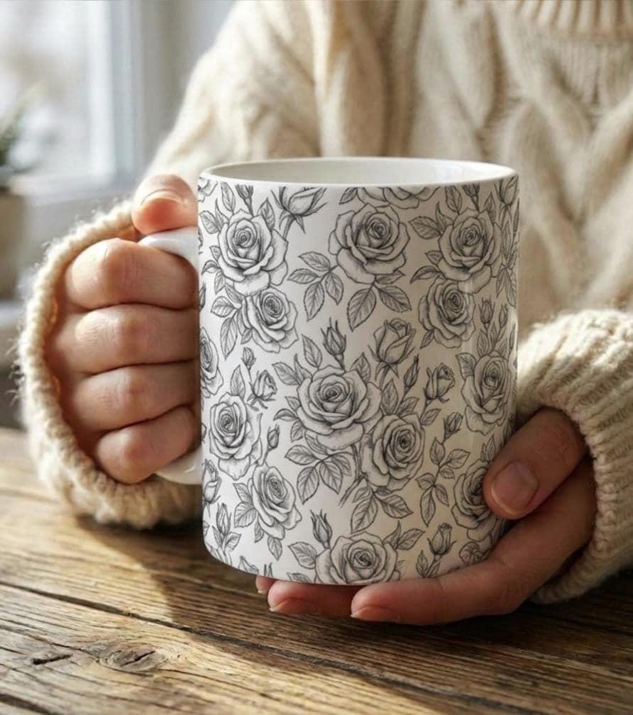 Roses - Floral Cups -  Large and Small Ceramic Mugs
