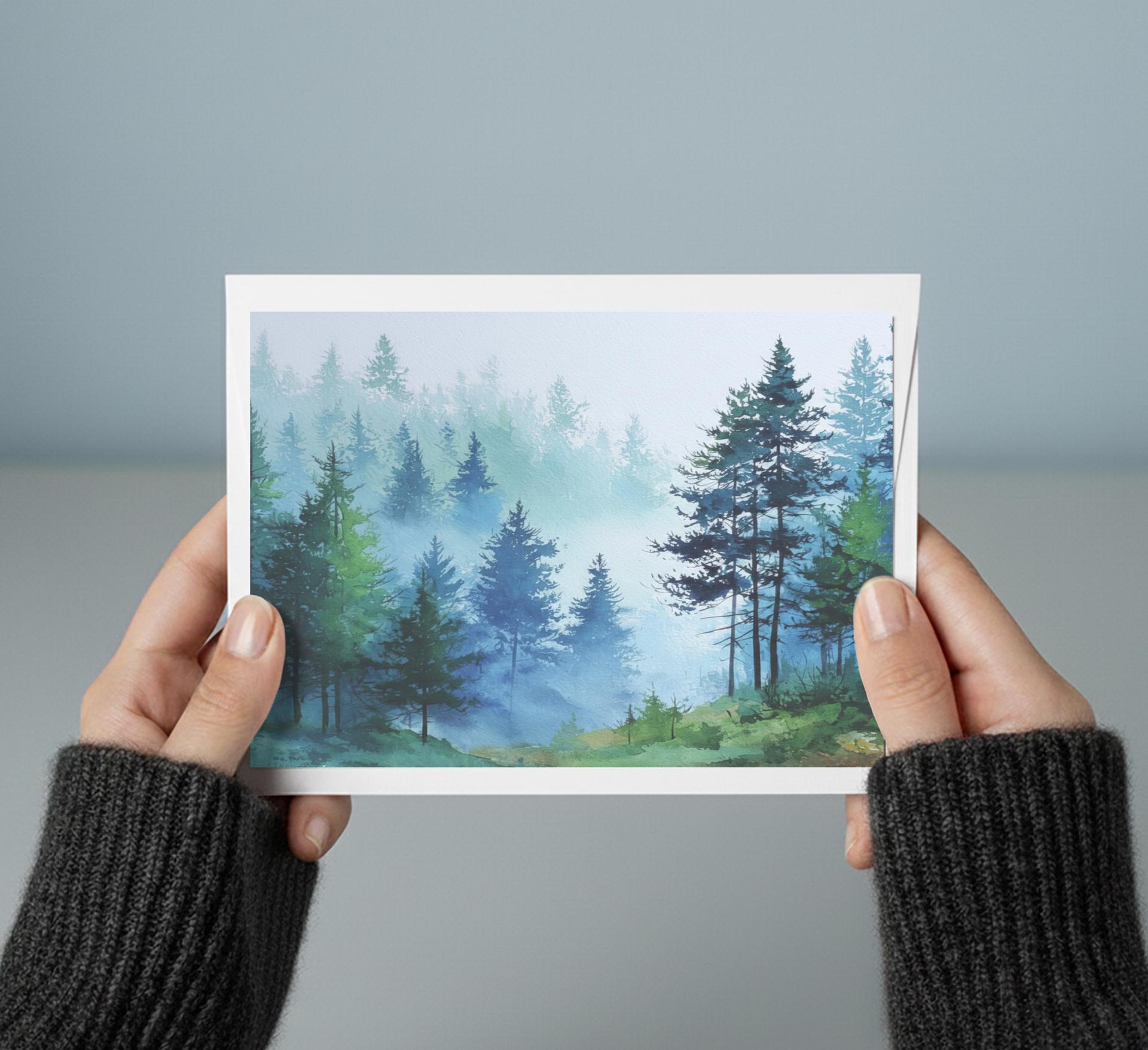 Forest Greeting Cards, Set of 4, Botanical Art, Blank Gift Cards