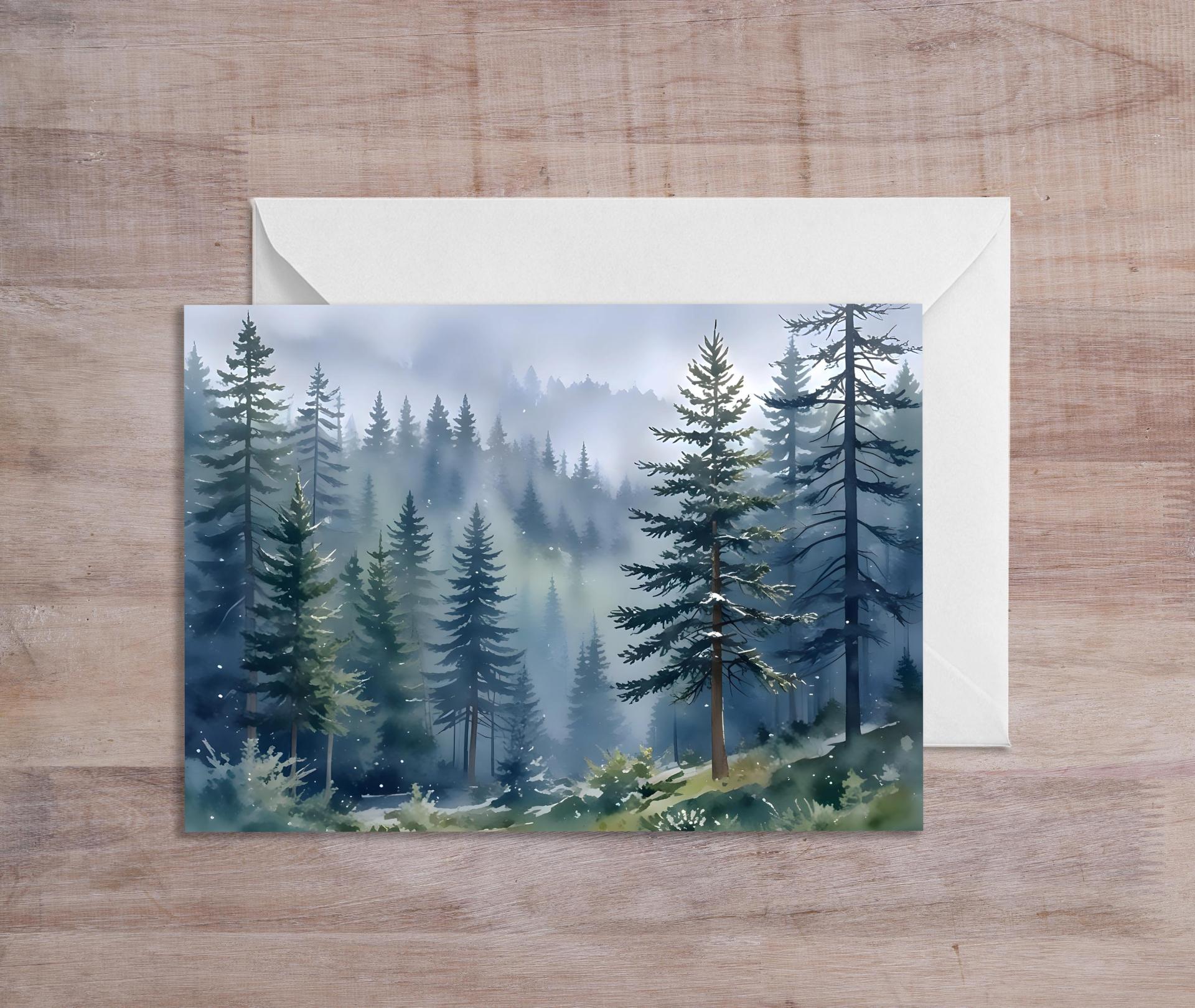 Forest Greeting Cards, Botanical Art, Blank Gift Cards
