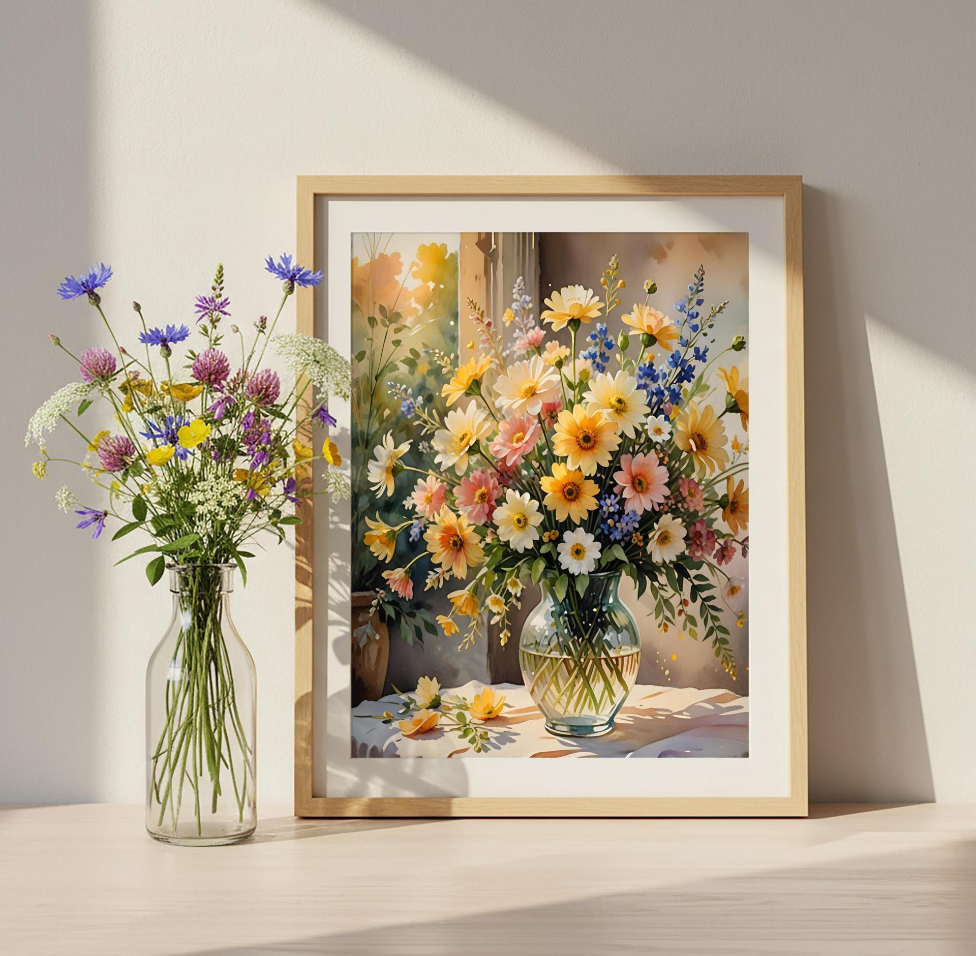 Floral Print - Framed or Unframed - Original Art - Print on Paper