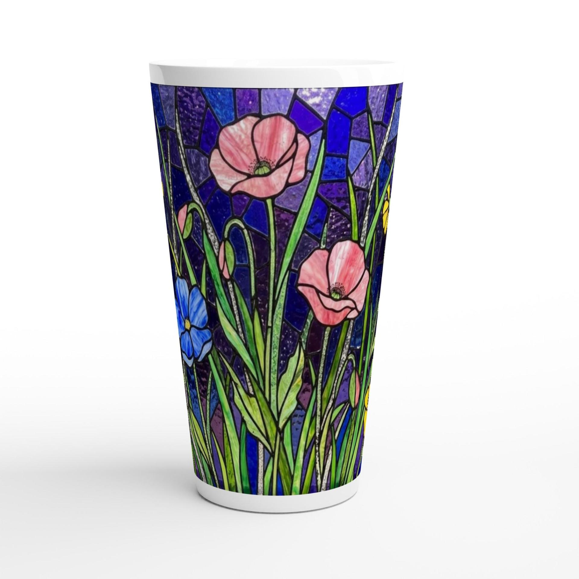 Floral Latte 17oz Ceramic Mug - Coffee or Tea Cup, Extra Tall