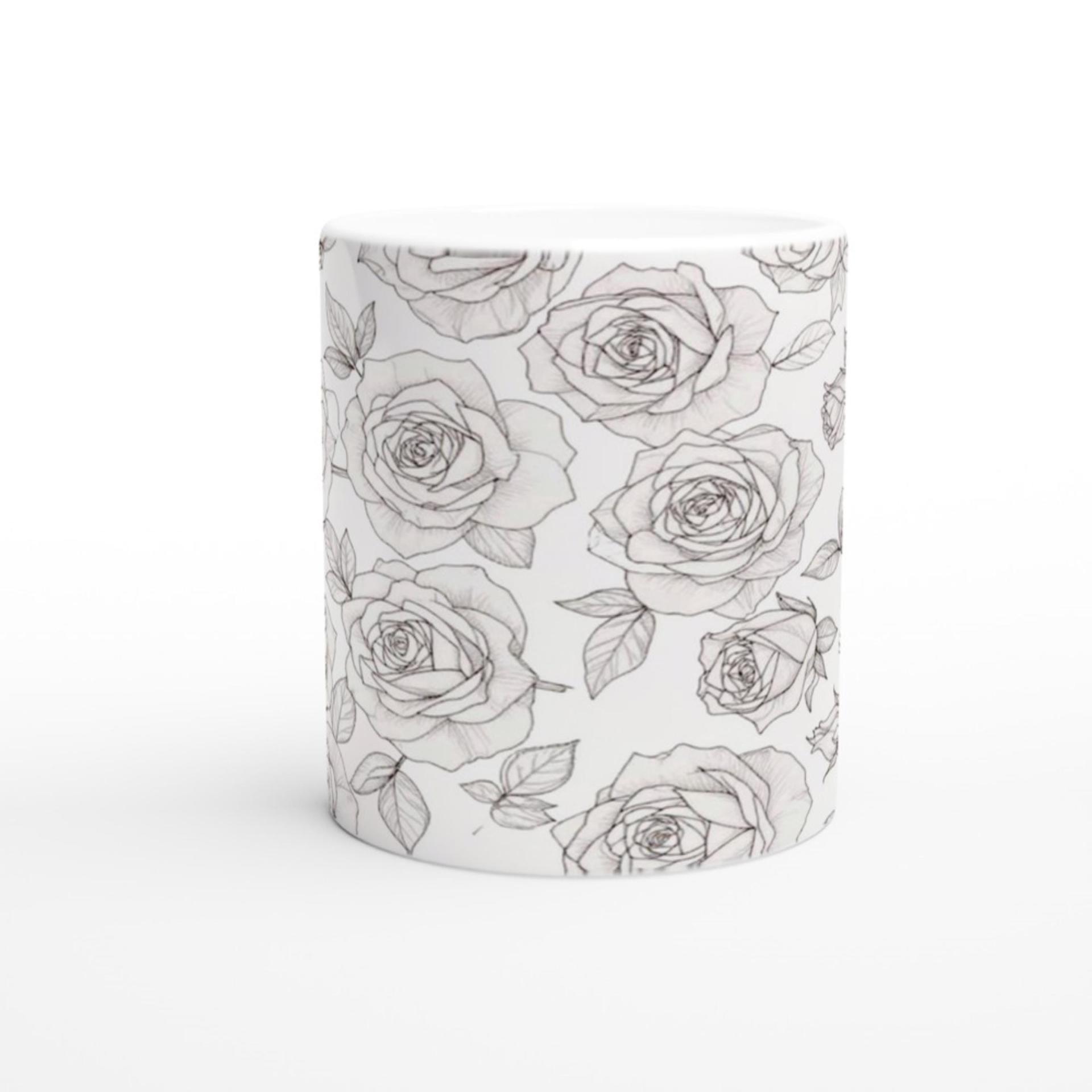 Roses, Floral Cups Set -  Large and Small Ceramic Mugs