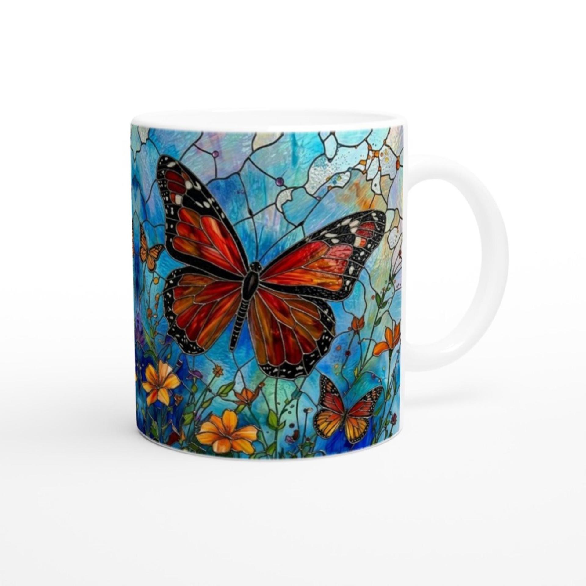 Butterfly Cups Set -  Large and Small Ceramic Mugs