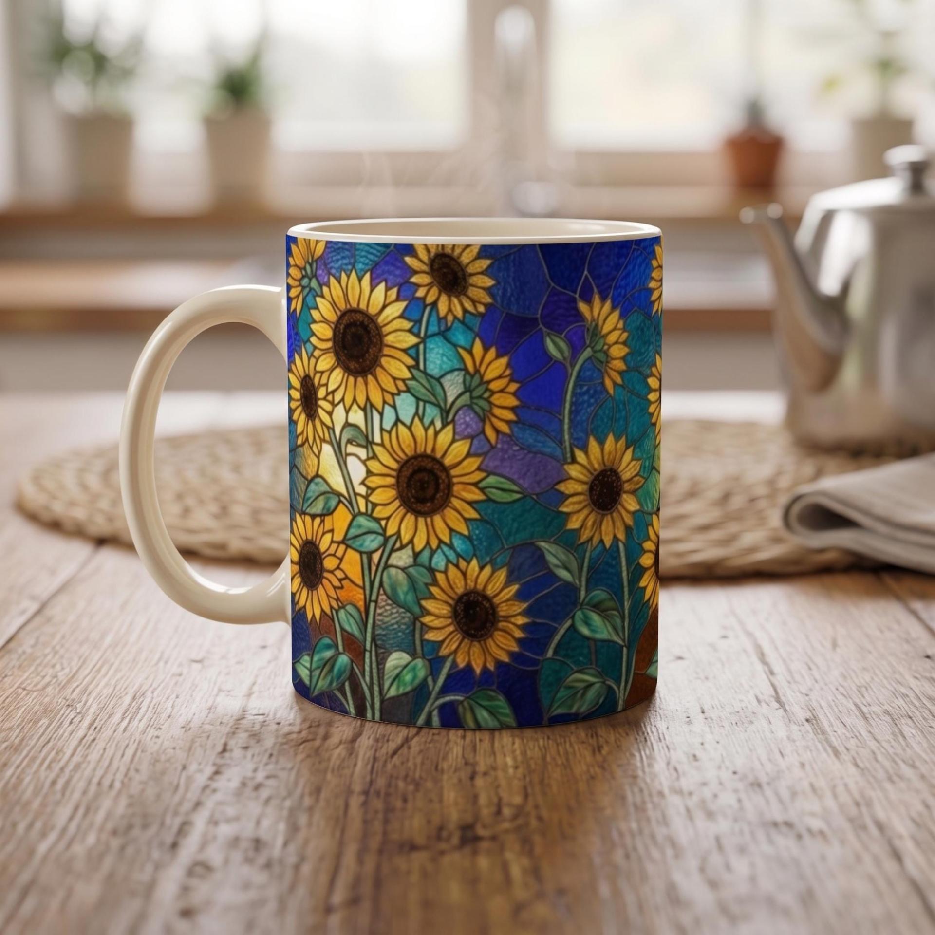 Sunflower Cups Set -  Large and Small Ceramic Mugs