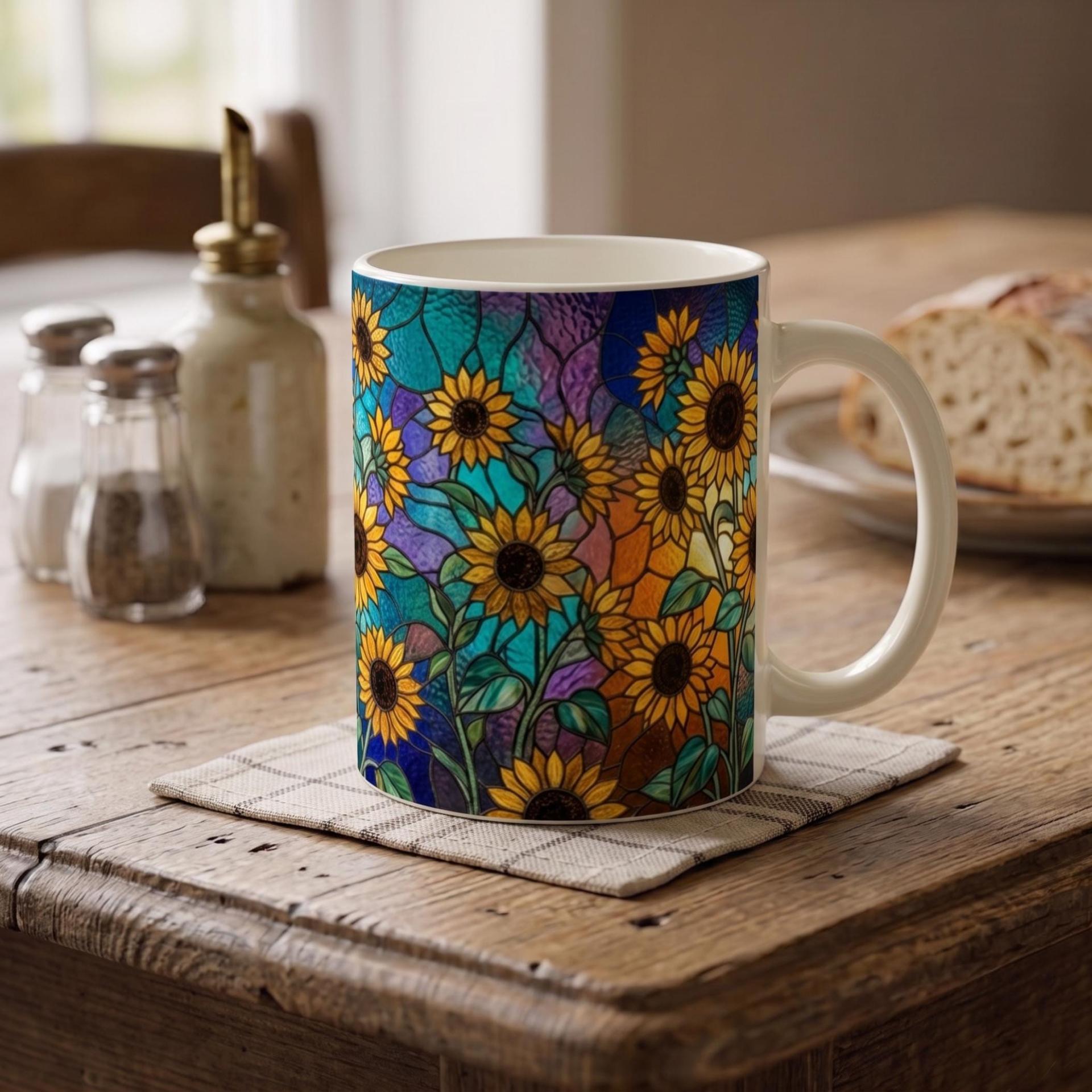Sunflower Cups Set -  Large and Small Ceramic Mugs