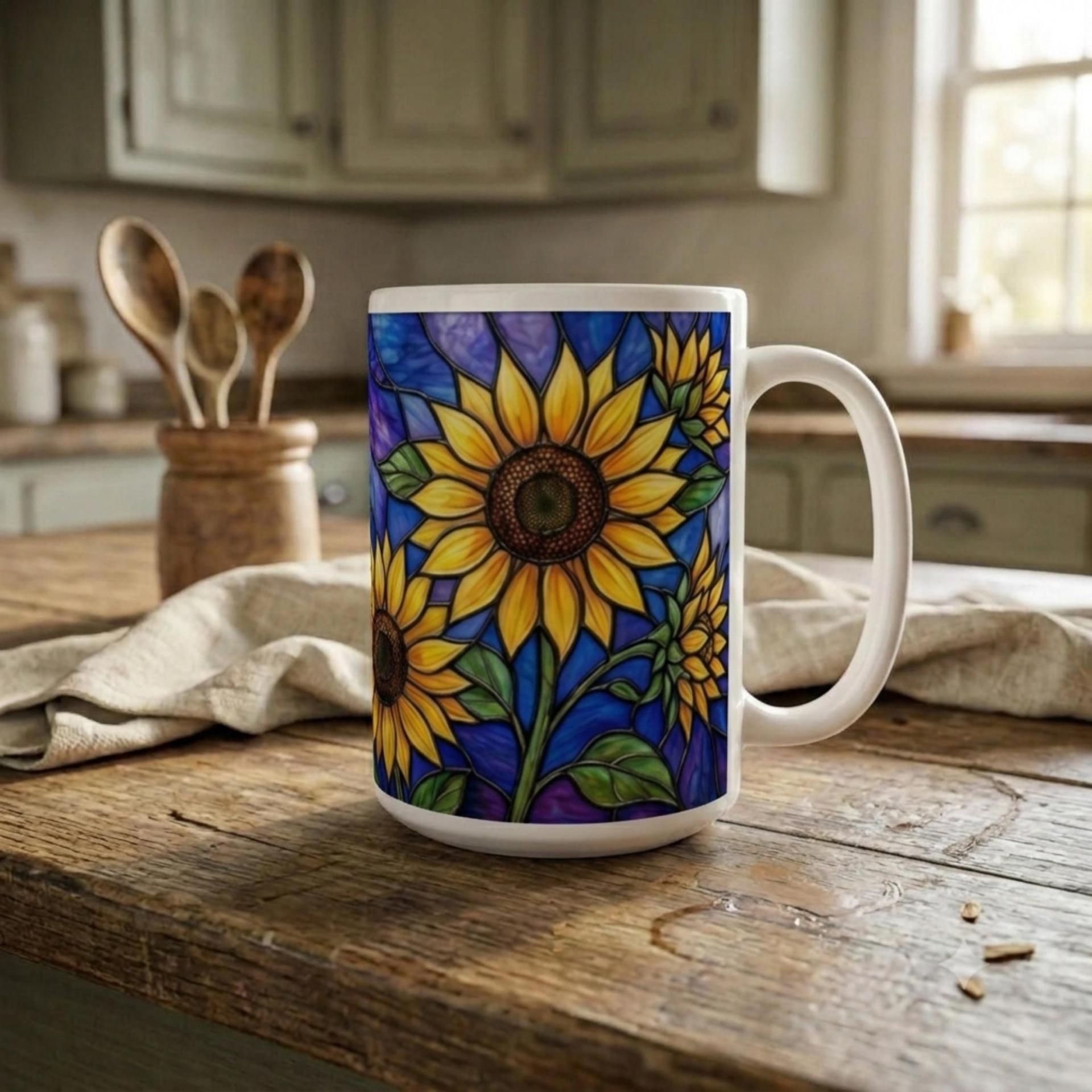 Sunflower Cups Set -  Large and Small Ceramic Mugs