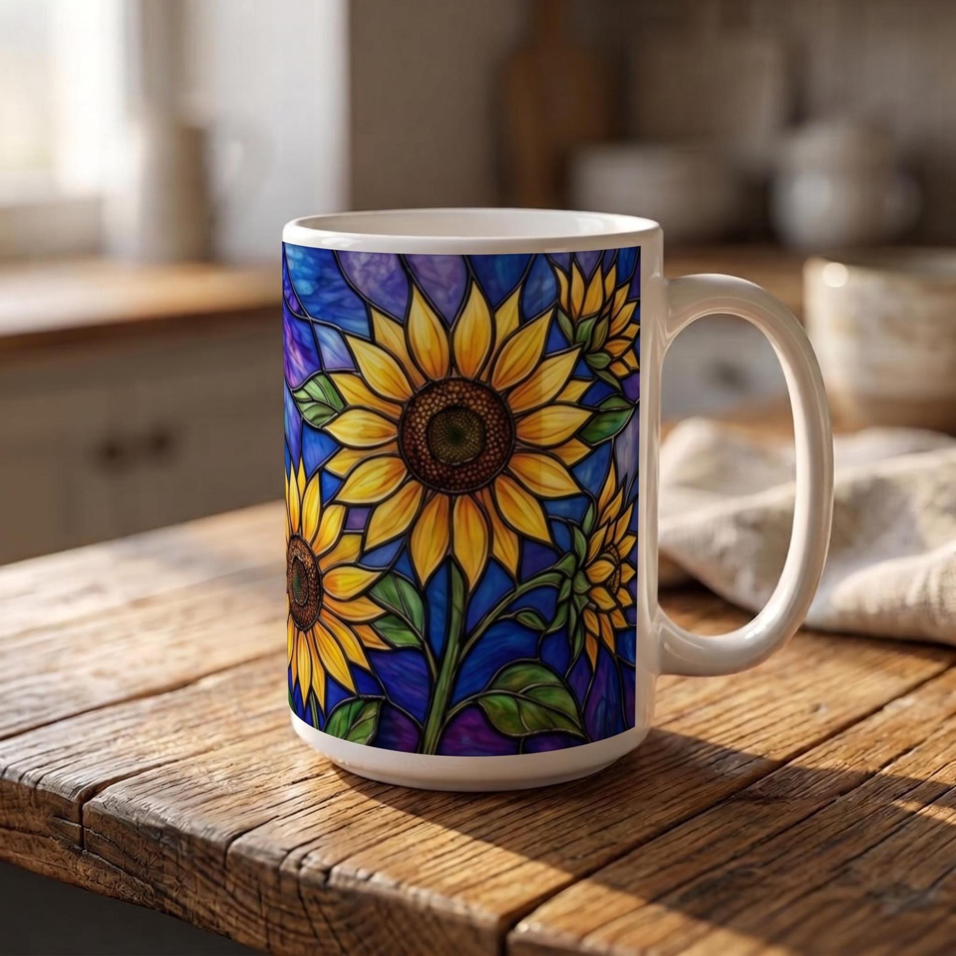 Sunflower Cups Set -  Large and Small Ceramic Mugs