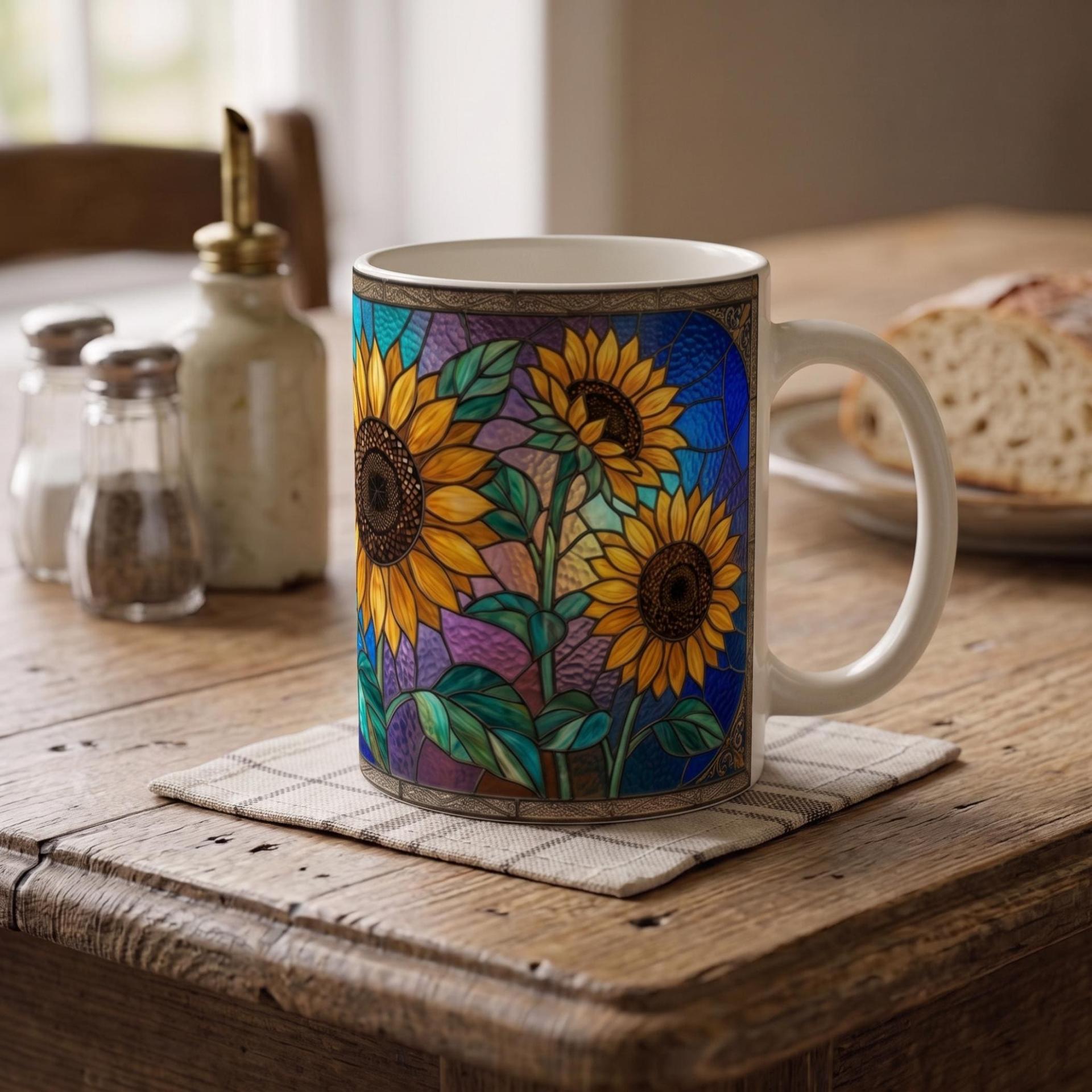 Sunflower Cups Set -  Large and Small Ceramic Mugs