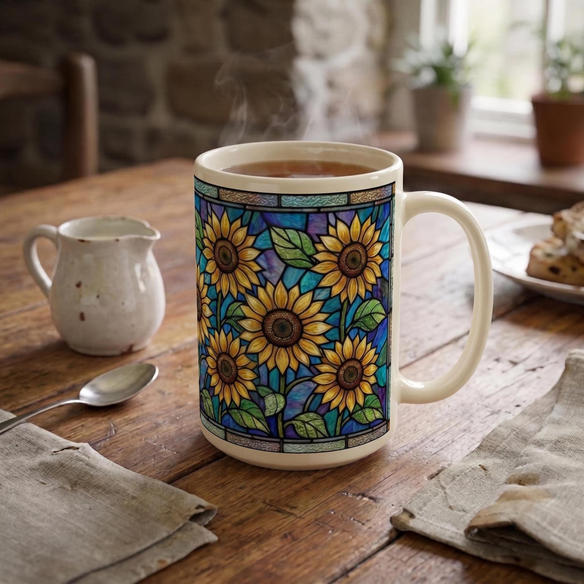 Sunflower Cups Set -  Large and Small Ceramic Mugs