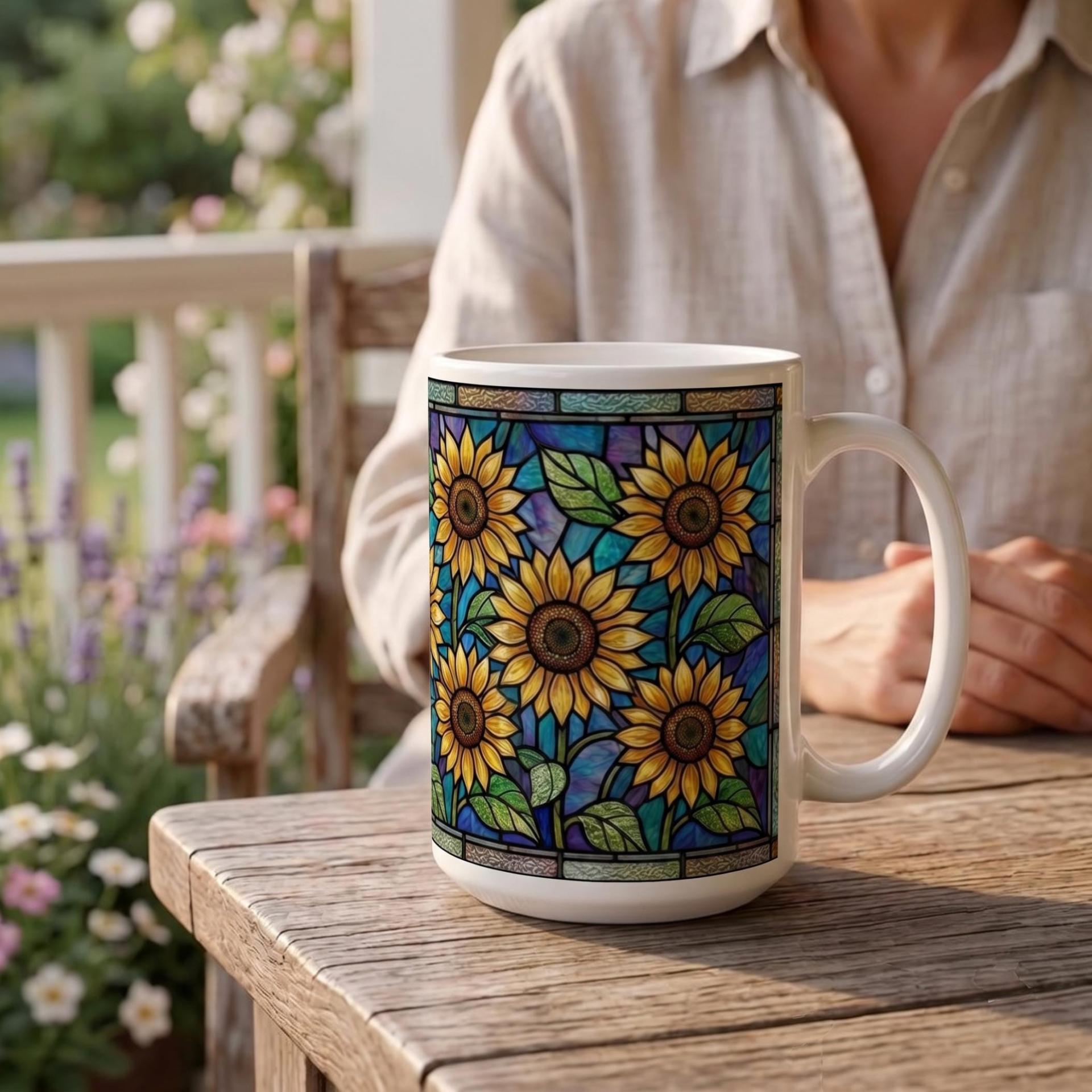 Sunflower Cups Set -  Large and Small Ceramic Mugs
