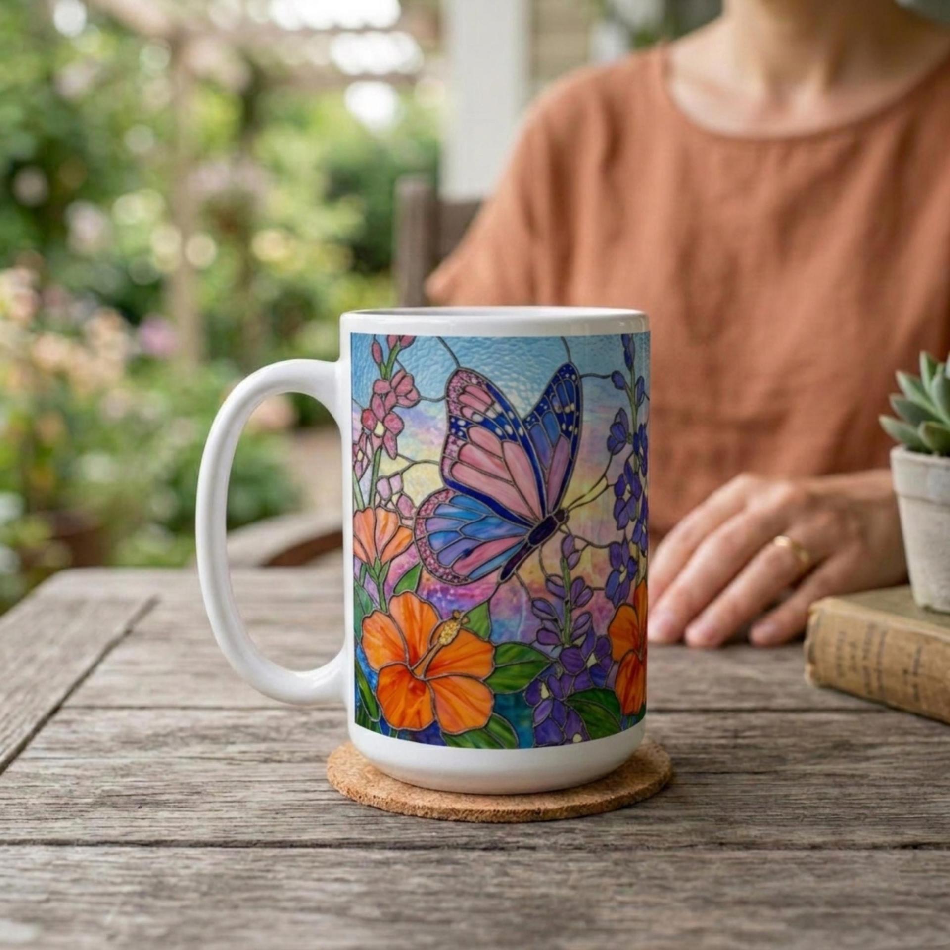 Butterfly Cups Set -  Large and Small Ceramic Mugs