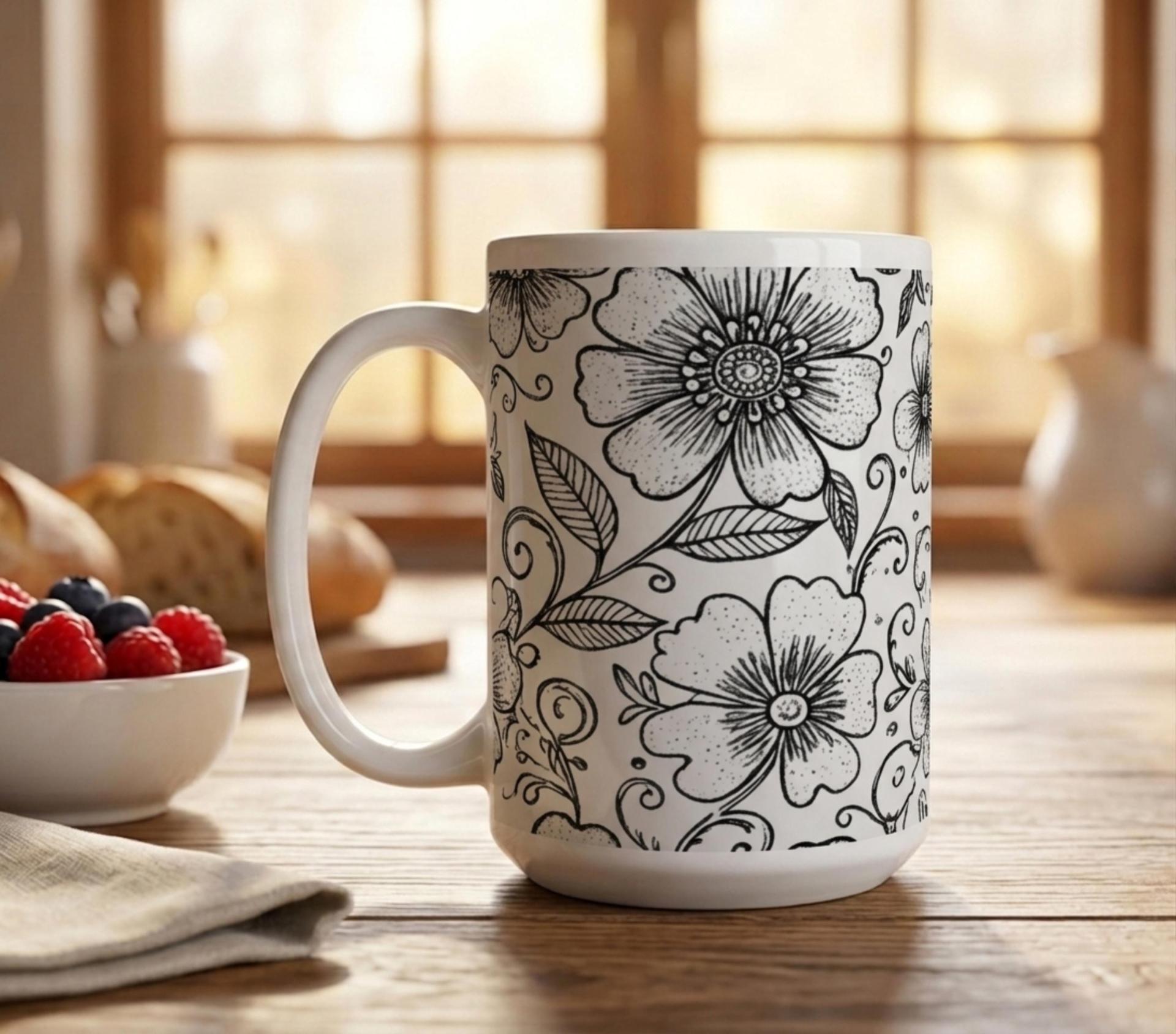 Floral Cups -  Large and Small Ceramic Mugs