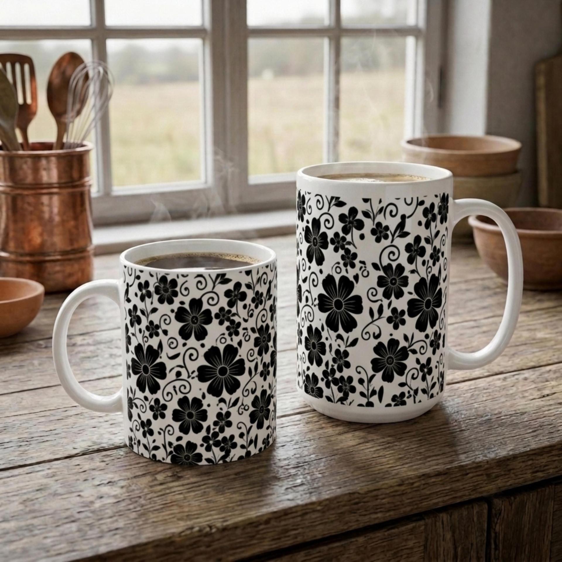 Floral Cups -  Large and Small Ceramic Mugs