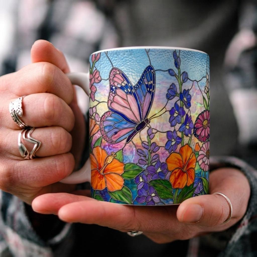 Butterfly Cups, Large and Small Mug Set