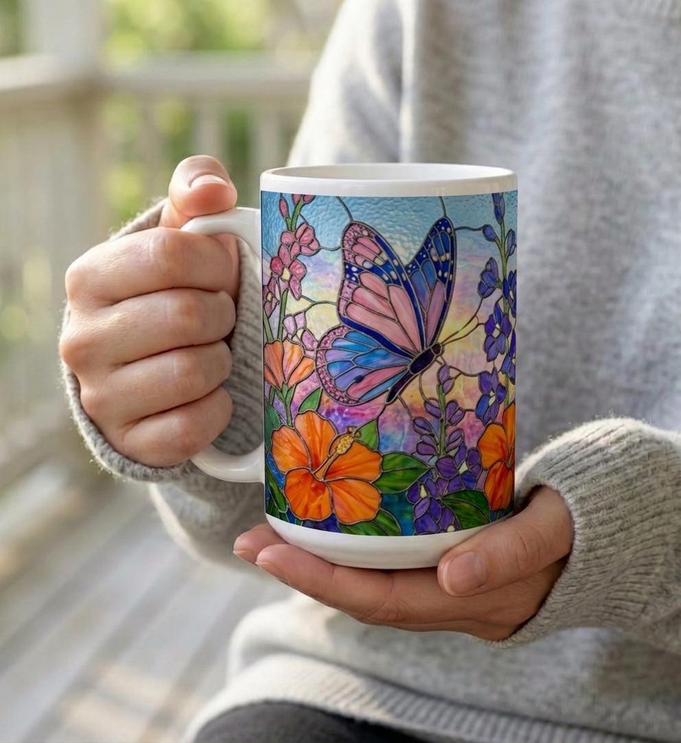 Butterfly Cups, Large and Small Mug Set