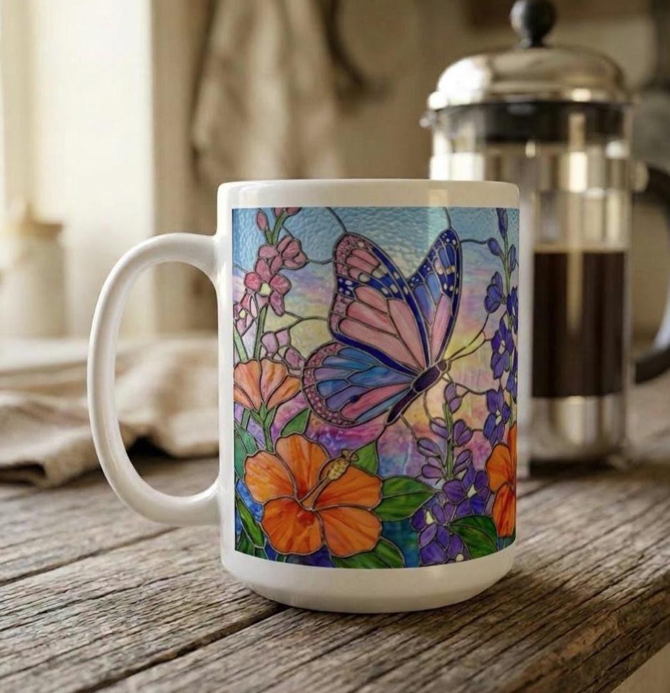 Butterfly Cups, Large and Small Mug Set