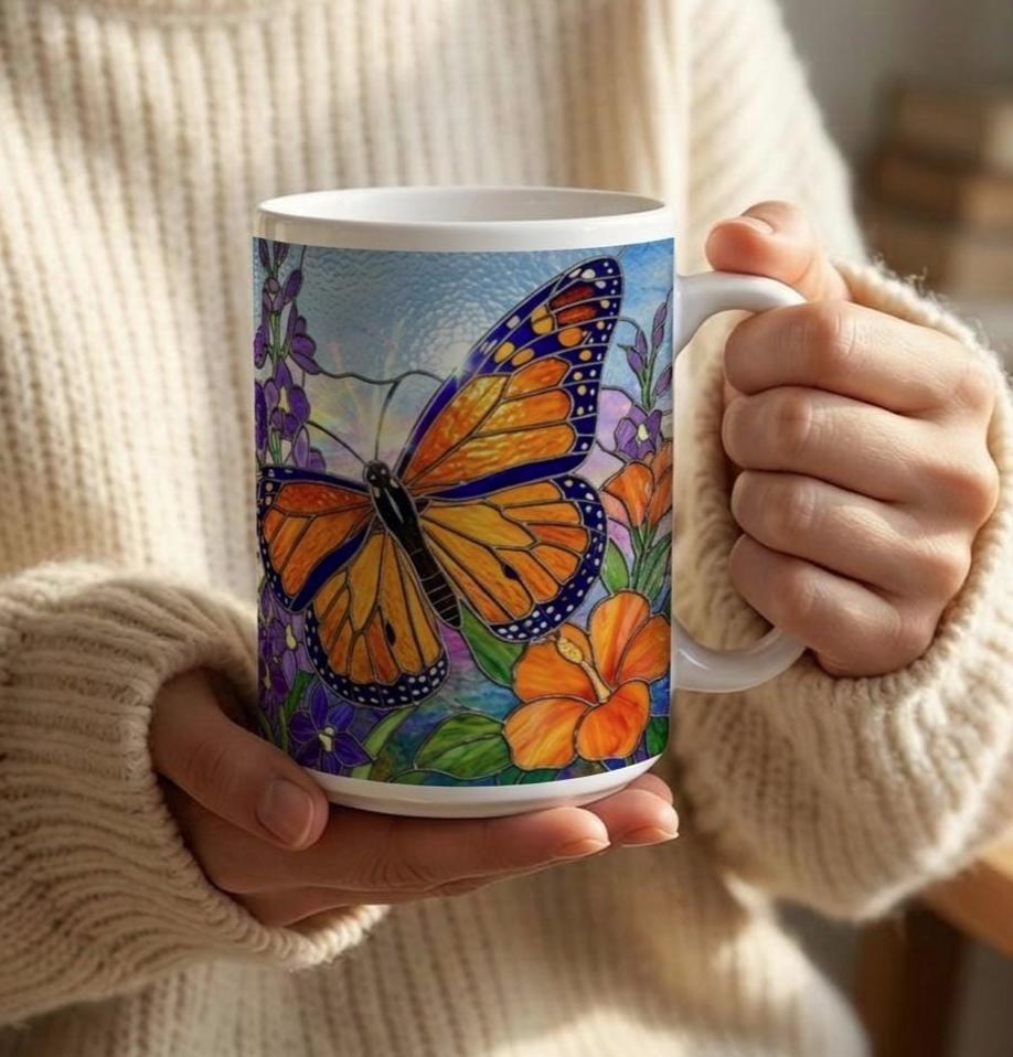 Butterfly Cups, Large and Small Mug Set